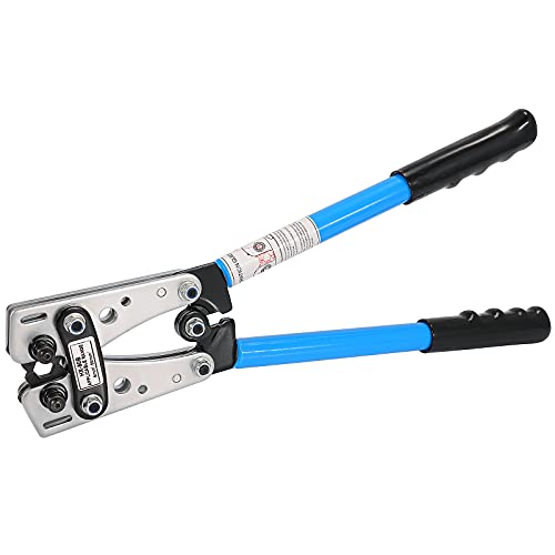 Toolwiz Battery Cable Lug Crimping Tool AWG 1/0, 2, 4, 6, 8, 10 Ratchet Wire Cutting for Crimper Tools Terminal Wire Cable -Thickened and Reinforced the Metal Plate