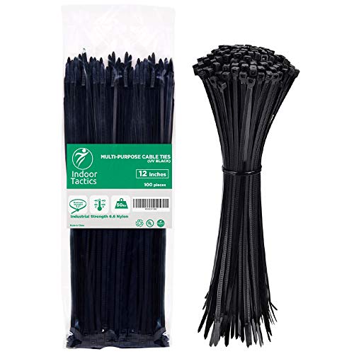 Heavy Duty Premium Nylon Zip Ties 12", Indoor/Outdoor Multi Purpose Industrial Grade Cable ties, Ultra Strong Durable Zip Ties (100 Pieces Black)