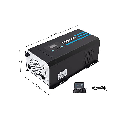 Renogy 3000w Pure Sine Wave Inverter Charger 12V DC to 120V AC Surge 9000w Off-Grid w/ LCD Display, Compatible with Lithium Battery