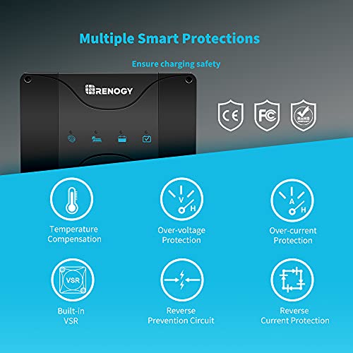 Renogy 12V 50A DC On-Board Input MPPT Charger for Gel, AGM, and Lithium Batteries Using Multi-Stage Charging, in RVs, Cars, Boats, Yachts, Recommended to Match with 60A ANL Fuse, w