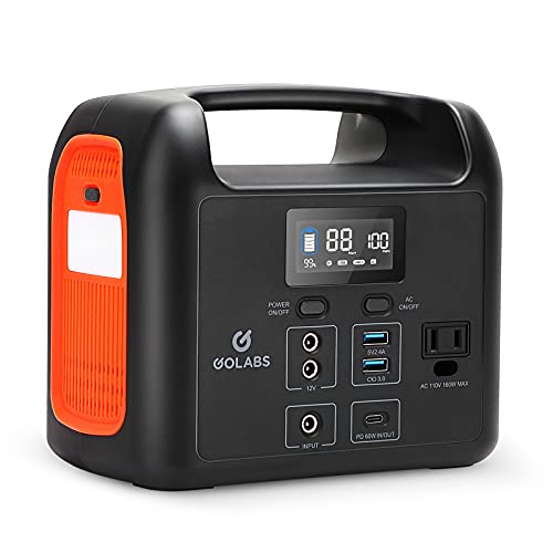 GOLABS R150 Portable Power Station, 204Wh LiFePO4 Battery with 160W AC, PD 60W, 12V DC, Type C QC3.0 Outles, Solar Generator