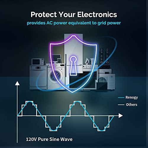 Renogy 3000w Pure Sine Wave Inverter Charger 12V DC to 120V AC Surge 9000w Off-Grid w/ LCD Display, Compatible with Lithium Battery