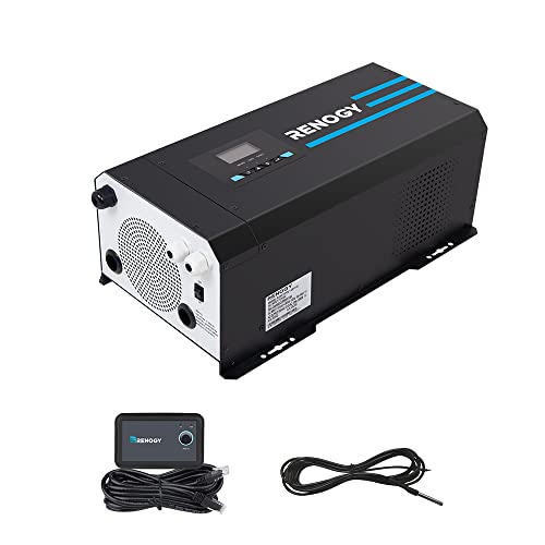 Renogy 3000w Pure Sine Wave Inverter Charger 12V DC to 120V AC Surge 9000w Off-Grid w/ LCD Display, Compatible with Lithium Battery