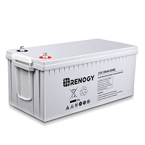 Renogy Deep Cycle AGM Battery 12 Volt 200Ah, 2000A Max Discharge Current, Maintenance-Free