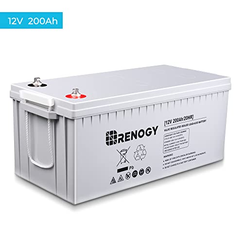 Renogy Deep Cycle AGM Battery 12 Volt 200Ah, 2000A Max Discharge Current, Maintenance-Free