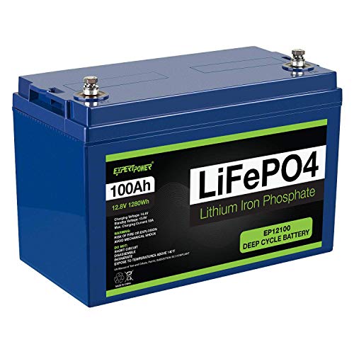 ExpertPower 12V 100Ah Lithium LiFePO4 Deep Cycle Rechargeable Battery  2500-7000 Life Cycles & 10-Year lifetime  Built-in BMS