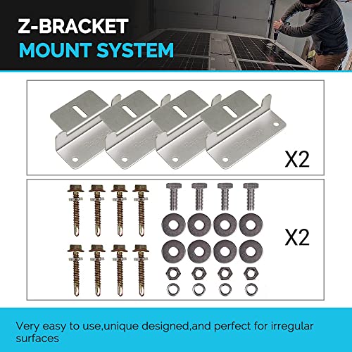 Renogy 200W 12V Monocrystalline Panel Starter 40A Rover MPPT Controller/Mounting Z Brackets/Tray Cable/Adaptor Kit, RV Solar Charging, Boats, Off-Grid System