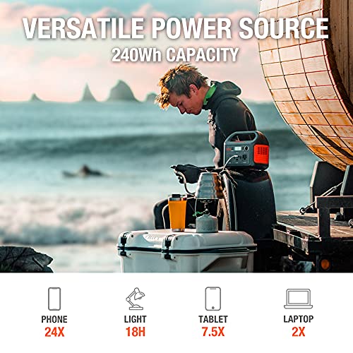 Jackery Portable Power Station Explorer 240, 240Wh Lithium Battery, 110V/200W Pure Sine Wave AC Outlet, Solar Generator (Solar Panel Not Included)