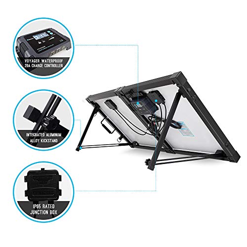 Renogy 100 Watt Eclipse Monocrystalline Charge 20A Voyager Waterproof Controller Solar Suitcase