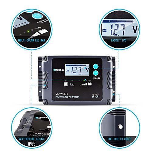 Renogy 100 Watt Eclipse Monocrystalline Charge 20A Voyager Waterproof Controller Solar Suitcase