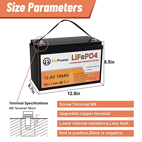 2 Pack 12V 100Ah LiFePO4 Deep Cycle Rechargeable Battery Pack Built-in 100A BMS 5000-7000 Cycles