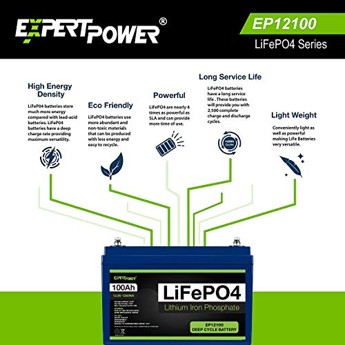 ExpertPower 12V 100Ah Lithium LiFePO4 Deep Cycle Rechargeable Battery –  boondockbattery